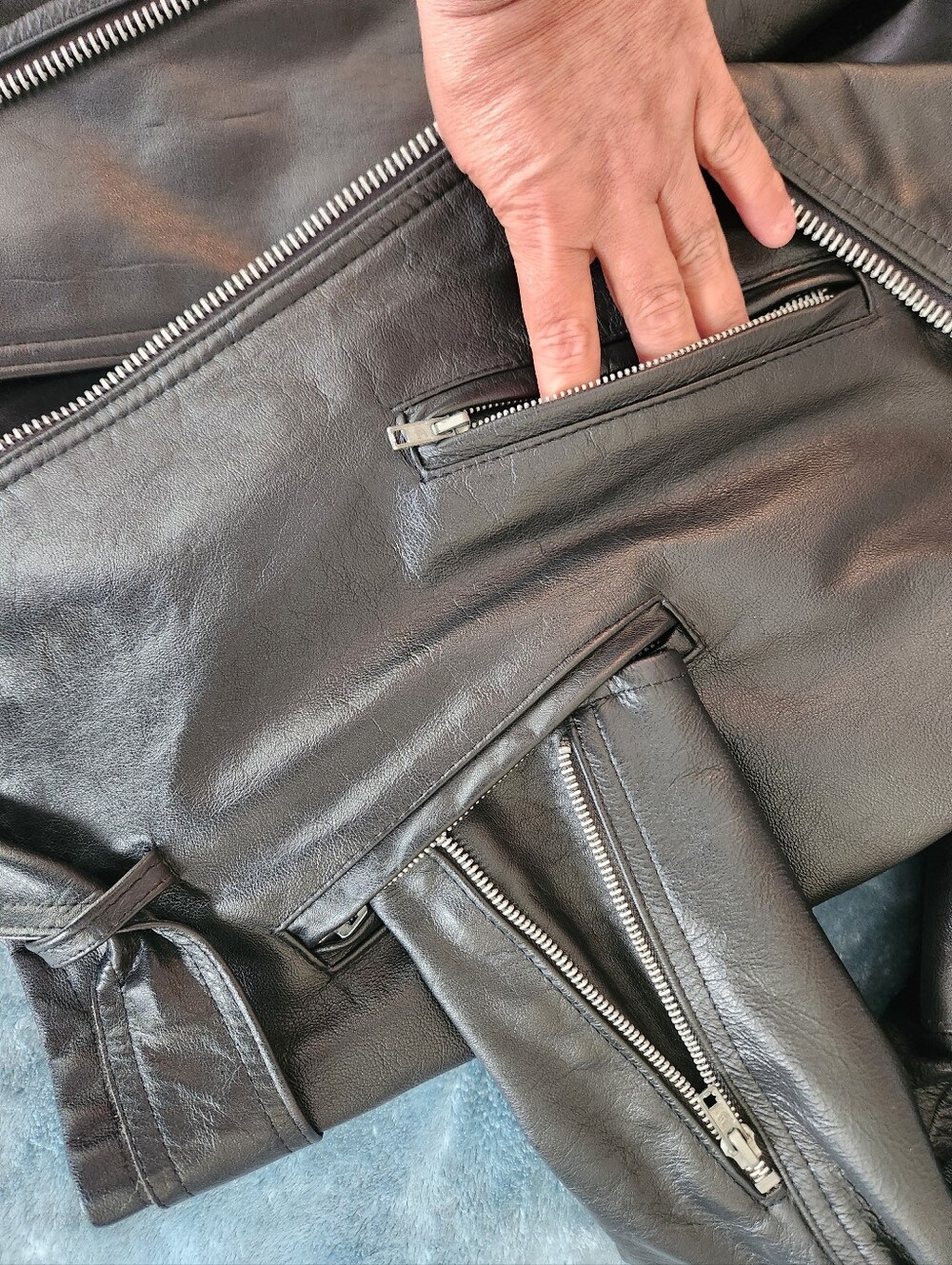 Men's Black BRANDO Leather Biker Jacket CANADIAN MADE - Picture 6 of 9